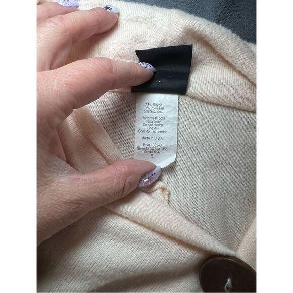 Bobeau Sweater Womens Small Cream One Button Fleece Knit Wrap Cardigan Shawl - Picture 4 of 8